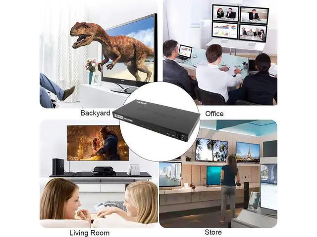 Alt view image 7 of 7 - Ultra HD 4K HDMI Splitter 1 In 8 Out 8 Port Repeater Amplifier Hub 3D 1080p HDMI Splitter Compatible with Ps4 / Xbox One/Fire TV/Apple TV/Sky Box/Stb/DVD/Laptop/Blue ray, Power Supply Adapter Include