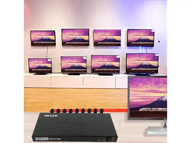 Alt view image 6 of 7 - Ultra HD 4K HDMI Splitter 1 In 8 Out 8 Port Repeater Amplifier Hub 3D 1080p HDMI Splitter Compatible with Ps4 / Xbox One/Fire TV/Apple TV/Sky Box/Stb/DVD/Laptop/Blue ray, Power Supply Adapter Include