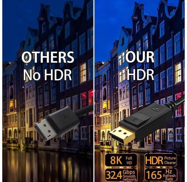 Alt view image 2 of 7 - 8K DisplayPort Cable 1.4 3.3ft / 1M, DP 1.4 to DP 1.4 Cable Support 8K @60Hz, 4K @144Hz,32.4Gbps, HBR3, HDR, for PC, TV, Laptop, DisplayPort to DisplayPort Cable (3.3 Feet) eokCXOY