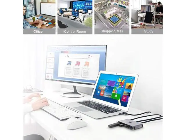 Alt view image 6 of 7 - USB 3.0 KVM Switch Selector for 2 Computers Share 4 USB 3.0 Device, 2 in 4 Out USB 3.0 Switcher for Keyboard Mouse Printer Scanner PC Laptop One Button Switch Adapter with 2 Pack USB 3.0 Cables
