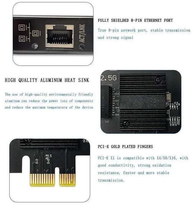 Alt view image 6 of 7 - 2.5Gbase-T Pcie Network Card Intel Chip I226-V 2.5G PCI Express Gigabit Ethernet Card Wired RJ45 LAN Adapter Converter for WINDOW 10 /11