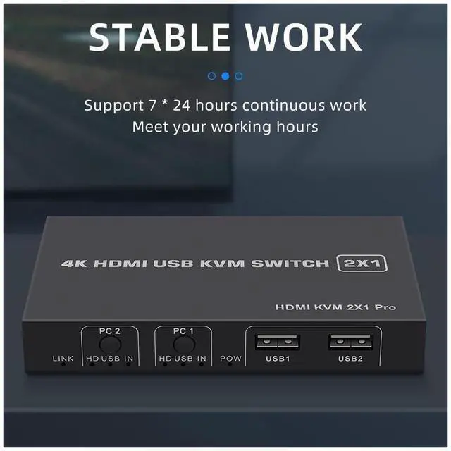 Alt view image 5 of 6 - 2 Ports HDMI KVM Switch USB HDMI KVM Switcher 4Kx2K@30Hz HDMI 1.4 for 2 Computer host sharing Monitor Mouse Keyboard Hub USB Device for PC Laptop Win7 Win10 MAC eokCXOY
