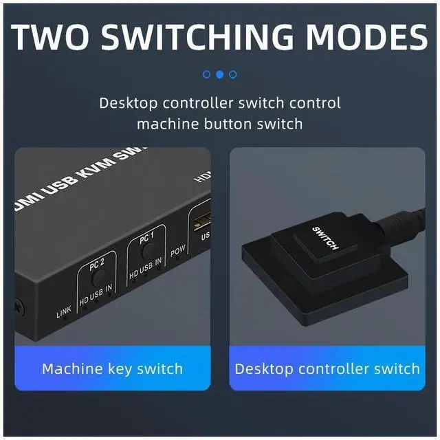 Alt view image 4 of 6 - 2 Ports HDMI KVM Switch USB HDMI KVM Switcher 4Kx2K@30Hz HDMI 1.4 for 2 Computer host sharing Monitor Mouse Keyboard Hub USB Device for PC Laptop Win7 Win10 MAC eokCXOY