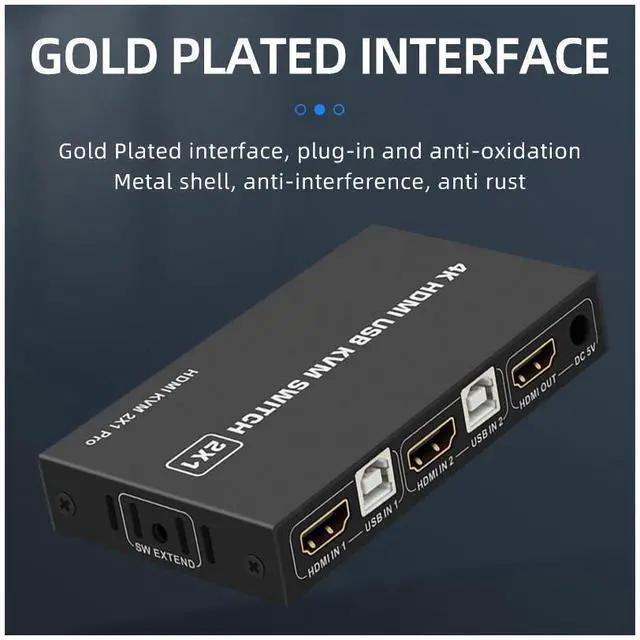 Alt view image 2 of 6 - 2 Ports HDMI KVM Switch USB HDMI KVM Switcher 4Kx2K@30Hz HDMI 1.4 for 2 Computer host sharing Monitor Mouse Keyboard Hub USB Device for PC Laptop Win7 Win10 MAC eokCXOY