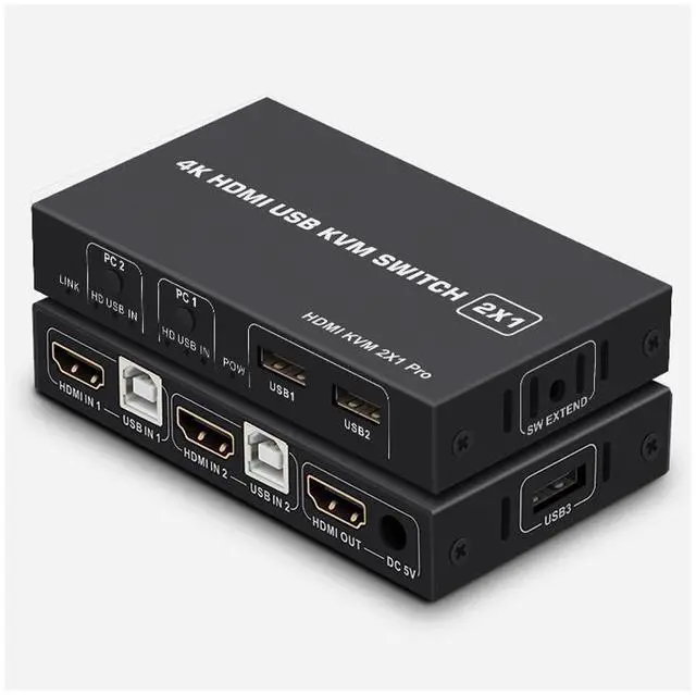 Main image of 2 Ports HDMI KVM Switch USB HDMI KVM Switcher 4Kx2K@30Hz HDMI 1.4 for 2 Computer host sharing Monitor Mouse Keyboard Hub USB Device for PC Laptop Win7 Win10 MAC eokCXOY