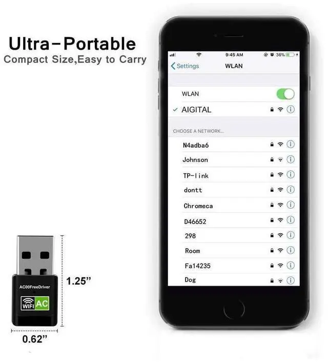 Alt view image 7 of 7 - WLAN Adapter, WiFi Stick 600Mbps Dual Band 2.4GHz/5GHz Wireless USB Wireless Adapter 802.11ac / n / g / b Network Dongles, for PC, for Windows XP / 7/8/10 / Vista TV Box No CD Required Plug & Play