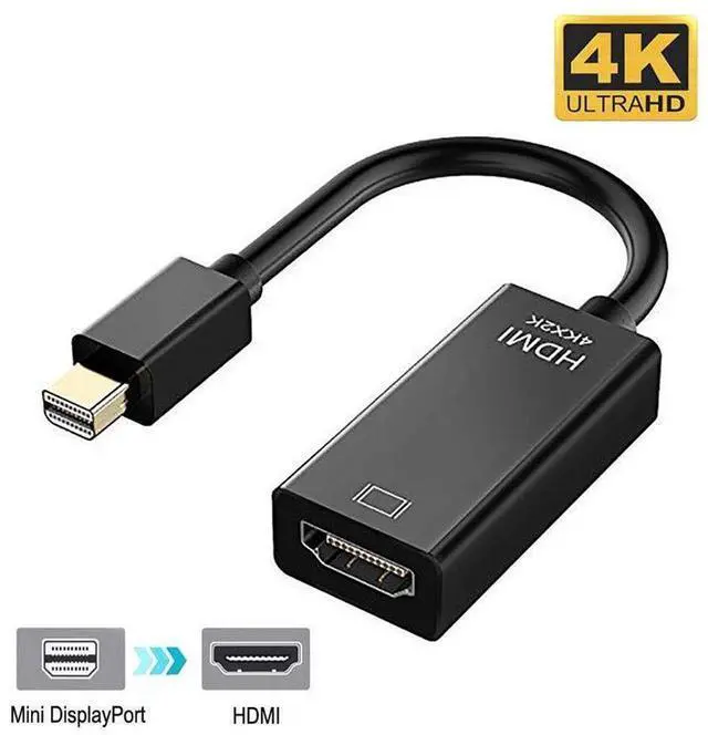Main image of Mini DisplayPort to 4K HDMI Adapter, Mini DP(Thunderbolt Compatible) to HDMI 4Kx2K Converter Gold-Plated Cord for MacBook Pro, MacBook Air, Mac Mini, Microsoft Surface Pro 3/4 (Black)