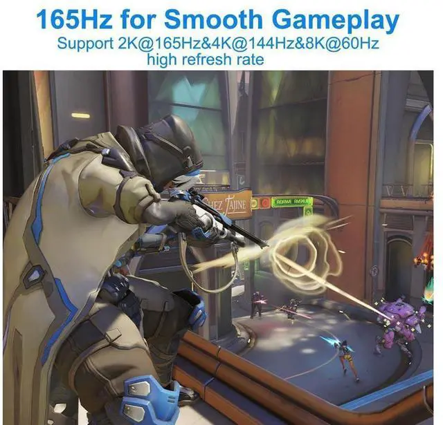 Alt view image 3 of 7 - 8K DisplayPort Cable 6.6ft/2M, DisplayPort to DisplayPort 1.4 Cable Support 8K @60Hz(7680x4320) Resolution, 4K @144Hz, 32.4Gbps, HDR, HBR3, HDCP2.2 DP to DP Cable for PC, Laptop,HDTV Monitor (6.6FT)