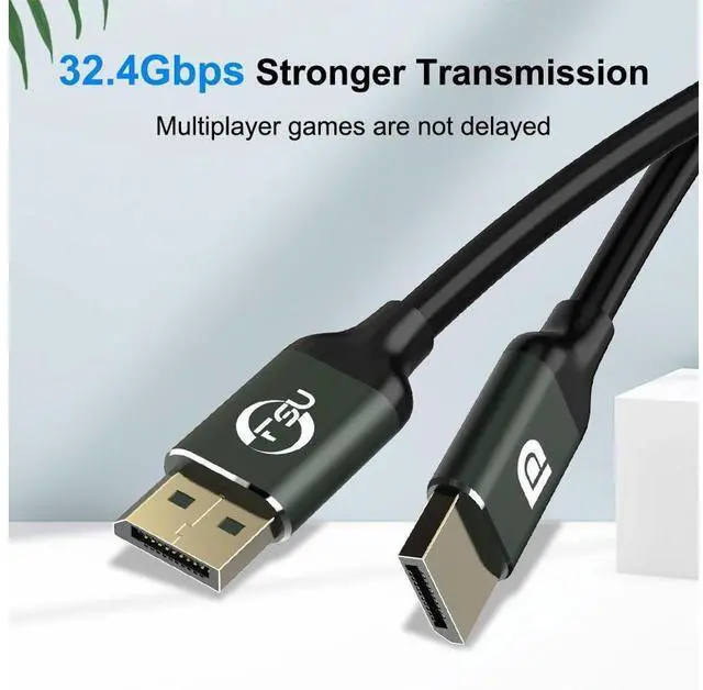 Alt view image 5 of 7 - 8K DisplayPort Cable 6.6ft/2M, DisplayPort to DisplayPort 1.4 Cable Support 8K @60Hz(7680x4320) Resolution, 4K @144Hz, 32.4Gbps, HDR, HBR3, HDCP2.2 DP to DP Cable for PC, Laptop,HDTV Monitor (6.6FT)