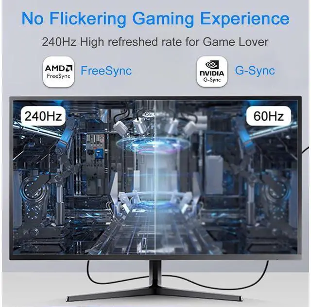 Alt view image 3 of 7 - 8K Displayport 1.4 Cable 6.6ft/2M, High Refresh Ultra HD DP to DP 32.4Gbps Lead, Supports 8K@60Hz, 4K@144Hz, HDR 10, 3D, FreeSync & G-Sync, Compatible for Gaming Monitor, HDTV, Display, PC/Laptop