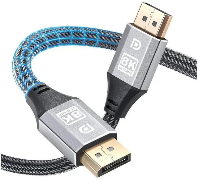 Main image of 8K Displayport 1.4 Cable 6.6ft/2M, High Refresh Ultra HD DP to DP 32.4Gbps Lead, Supports 8K@60Hz, 4K@144Hz, HDR 10, 3D, FreeSync & G-Sync, Compatible for Gaming Monitor, HDTV, Display, PC/Laptop
