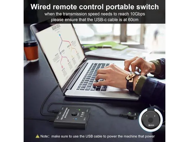 Alt view image 4 of 7 - USB C Switch 2 in 1 Out or 1 in 2 Out, Type-C Bidirectional Switcher for 2 Laptops with USB C Port, Supports8K@60Hz 4K@120Hz Video/10Gbps Data Transfer/100W Charging,Compatible with Thunderbolt Device