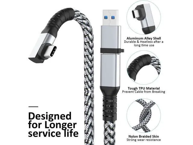 Alt view image 4 of 7 - USB C to USB C VR Link Cable, 16FT/5M VR Cable Compatible with Meta Oculus Quest 2/3/Pro Pico, Nylon Braided USB C to C Cord Cable Accessories and Gaming PC Steam VR, Type C Cable, for VR Headset