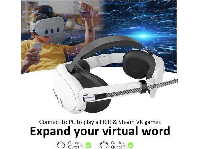 Alt view image 2 of 7 - USB C to USB C VR Link Cable, 16FT/5M VR Cable Compatible with Meta Oculus Quest 2/3/Pro Pico, Nylon Braided USB C to C Cord Cable Accessories and Gaming PC Steam VR, Type C Cable, for VR Headset