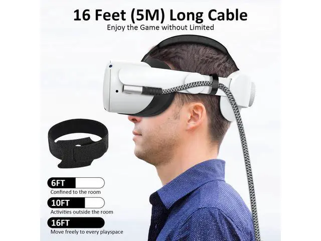 Alt view image 7 of 7 - USB C to USB C VR Link Cable, 16FT/5M VR Cable Compatible with Meta Oculus Quest 2/3/Pro Pico, Nylon Braided USB C to C Cord Cable Accessories and Gaming PC Steam VR, Type C Cable, for VR Headset