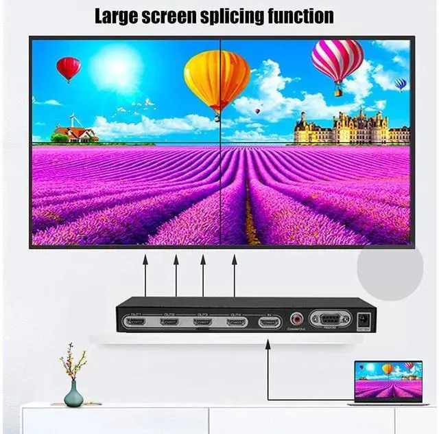 Alt view image 2 of 7 - HDMI Video Wall Controller Splicer, 4K @30Hz 4 Port HDMI Multimedia Interface Switcher, IR RS232 2X2 TV 4K 1x2 1x3 1x4 Processor SPDIF 3.5mm Out Audio HDMI Video Splicer Splitter Switch eokCXOY