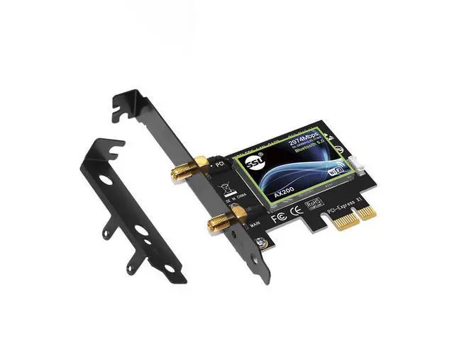 Alt view image 7 of 7 - WiFi 6 Card Bluetooth 5.0 Wireless Adapter 3000Mbps AX200 Dual-band PCI-E Network WiFi Adapter Card Dual Band 5.8GHz/2.4GHz Antennas for Desktop/PC Gaming Supports Windows 10 (64bit) eokCXOY