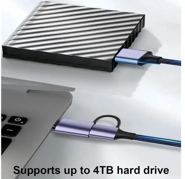 Alt view image 3 of 7 - Hard Drive Cable 3.3ft/1M, USB A/USB C to Micro B Cable [Nylon Braided], 5Gbps USB Type A/C Male to Micro B External Hard Drive Cable for Sea-gate WD Tosh-iba Westgate, Ma-c-Book Air M2 Pro, Camera