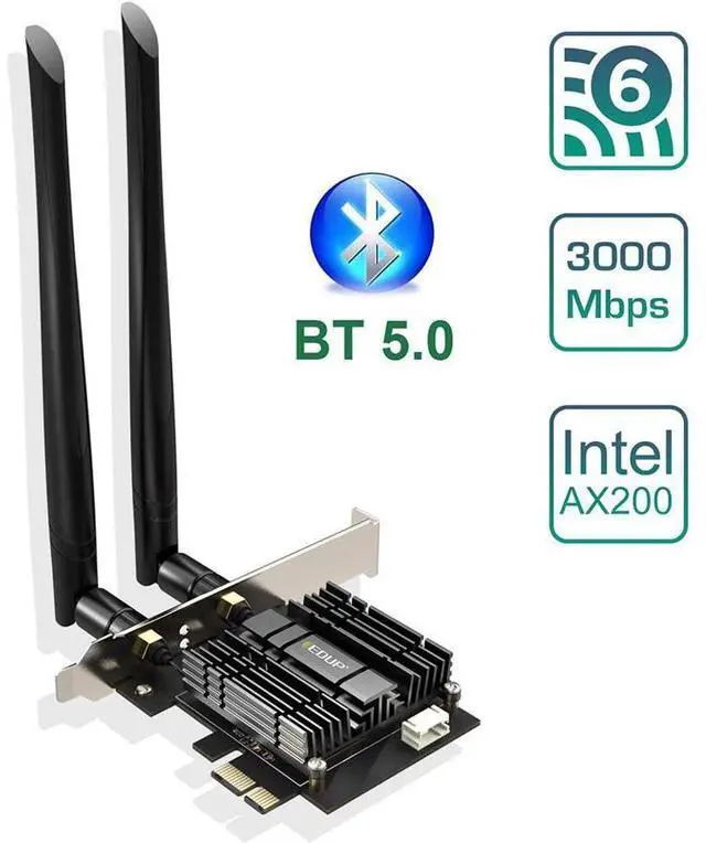 Main image of [Newest] WiFi 6 Card AX 3000Mbps PCIe Network Card AX200 802.11AX 2.4Ghz/5.8Ghz with Bluetooth 5.0 & Heat Sink Wireless PCI Express Wi-Fi Adapters Dual Band Antenna for Windows 10 64-bit eokCXOY