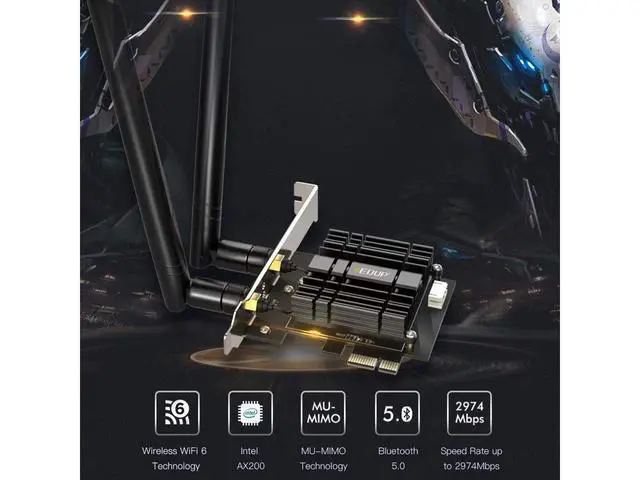 Alt view image 4 of 7 - [Newest] WiFi 6 Card AX 3000Mbps PCIe Network Card AX200 802.11AX 2.4Ghz/5.8Ghz with Bluetooth 5.0 & Heat Sink Wireless PCI Express Wi-Fi Adapters Dual Band Antenna for Windows 10 64-bit eokCXOY