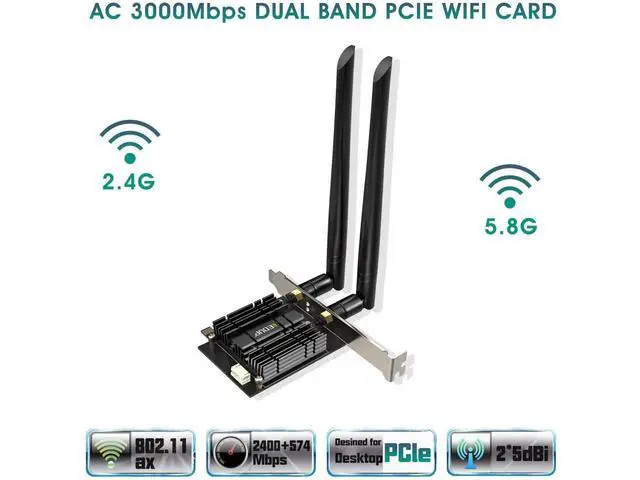 Alt view image 5 of 7 - [Newest] WiFi 6 Card AX 3000Mbps PCIe Network Card AX200 802.11AX 2.4Ghz/5.8Ghz with Bluetooth 5.0 & Heat Sink Wireless PCI Express Wi-Fi Adapters Dual Band Antenna for Windows 10 64-bit eokCXOY