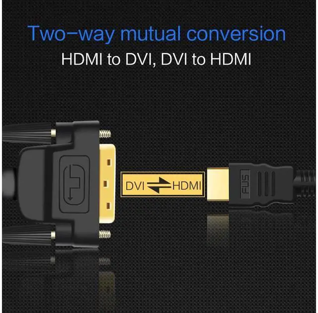 Alt view image 4 of 7 - 1080P 3D Bi-directional HDMI to DVI (DVI to HDMI) Cable DVI-D 24+1 Pin Adapter Cables for LCD DVD HDTV XBOX High Speed DVI to HDMI Cable (9.9FT / 3M) eokCXOY