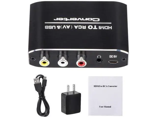 Alt view image 7 of 7 - HDMI to RCA Converter, 1080P HDMI to AV 3RCA CVBs Composite Video 3.5mm Aux Audio Adapter Supports PAL/NTSC for TV Stick, PS3, PC, Laptop, Xbox, HDTV, DVD (Black,Aluminum Alloy Material) eokCXOY