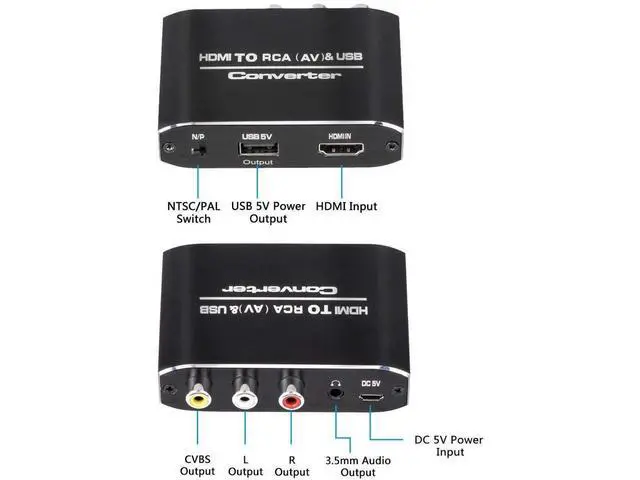 Alt view image 3 of 7 - HDMI to RCA Converter, 1080P HDMI to AV 3RCA CVBs Composite Video 3.5mm Aux Audio Adapter Supports PAL/NTSC for TV Stick, PS3, PC, Laptop, Xbox, HDTV, DVD (Black,Aluminum Alloy Material) eokCXOY