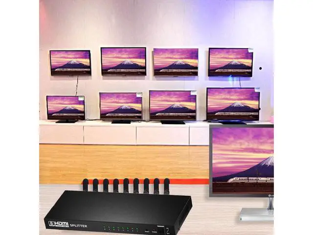 Alt view image 4 of 7 - 1080P&3D 1x8 HDMI Splitter, One in Eight Out Powered 8way HDMI Splitter Audio Video Distributor Amplifier with Charger, Support Full HD 1080P & 3D eokCXOY