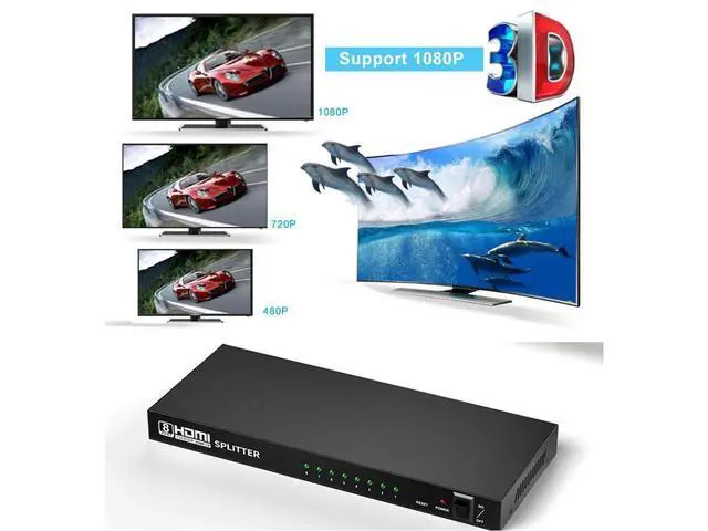 Alt view image 6 of 7 - 1080P&3D 1x8 HDMI Splitter, One in Eight Out Powered 8way HDMI Splitter Audio Video Distributor Amplifier with Charger, Support Full HD 1080P & 3D eokCXOY