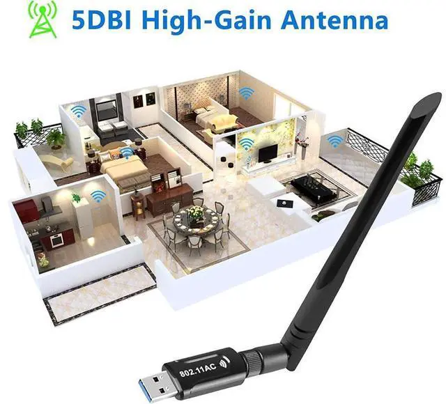 Alt view image 5 of 7 - USB 3.0 Wifi Adapter - AC1200 Dual Band (5.8G/867Mbps + 2.4 G/300Mbps) 802.11ac Wifi Dongle USB 3.0 Wireless Network Adapter for PC Desktop Laptop Tablet eokCXOY