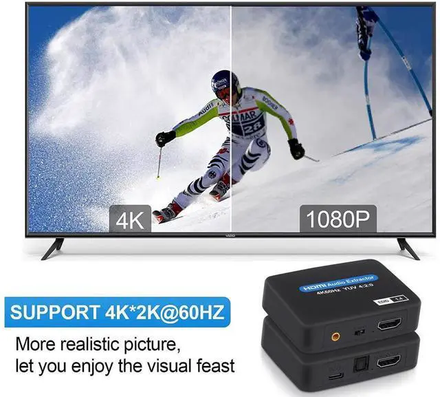 Alt view image 5 of 7 - HDMI Audio Extractor 4K x 2K HDMI to HDMI Optical TOSLINK SPDIF + 3.5mm Stereo Extractor Audio Splitter eokCXOY