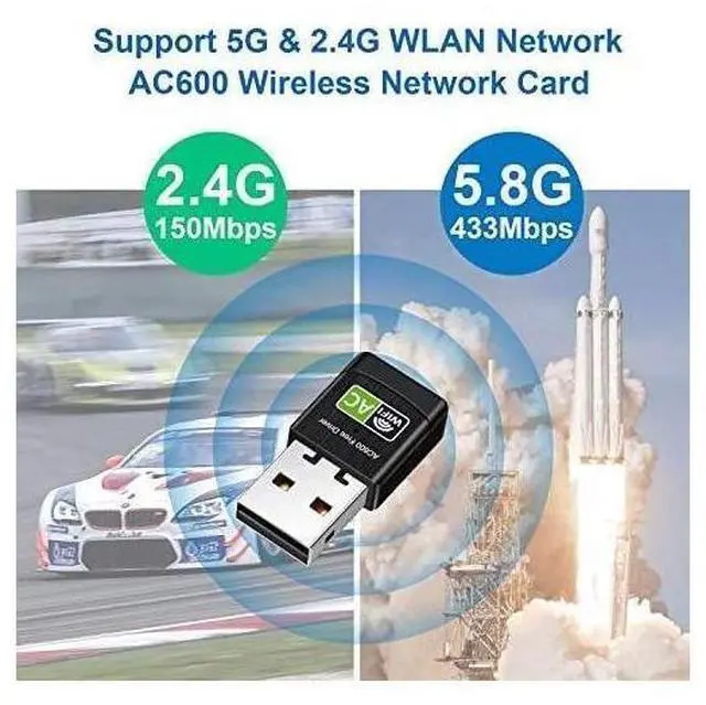 Alt view image 6 of 7 - AC600 USB WiFi Adapter, 600Mbps Dual Band 2.4/5Ghz (2.4G/150Mbps+5G/433Mbps) Wireless Adapter Network External Receiver, Mini WiFi Dongle for PC/Laptop/Desktop eokCXOY