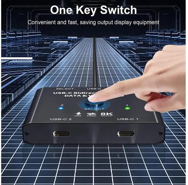 Alt view image 4 of 7 - USB C Switch 2 in 1 Out or 1 in 2 Out, Bi-Directional USB Type C KVM Switch Support 8K @60Hz 4K @120Hz Video/10Gbps Data Transfer/100W Charging,Compatible with Thunderbolt Device eokCXOY
