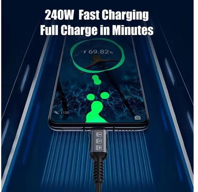 Alt view image 4 of 7 - Gen3 40Gbps USB 4.0 Type C to C 240W Fast Charging Cable 5FT, 240W Type C To USB C Fast Charging Cables 48V 5A USB4 PD3.1 QC5.0 Full Function Thunderbolt 3/4 40Gbps 8K 60Hz Video Data Cable eokCXOY