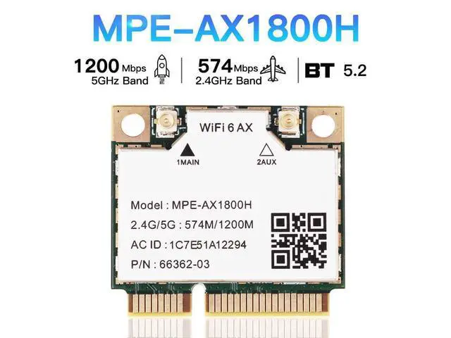 Alt view image 2 of 6 - MPE-AX1800H Mini PCIE Wifi Card Dual Band 2.4GHz 5GHz Wifi 6 802.11ax 1800Mbps Wireless Bluetooth 5.2 Network Adapter for PC Windows 10/11 64bit eokCXOY