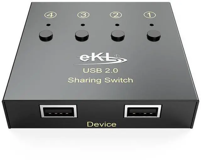 Alt view image 3 of 7 - USB Switch Selector 4 Computers in Sharing 2 USB Devices Out Controller USB 2.0 Peripheral Switcher Box Hub for Mouse Keyboard PCs Scanner Printer with Button Swapping and 4 Pack USB A to B Cable