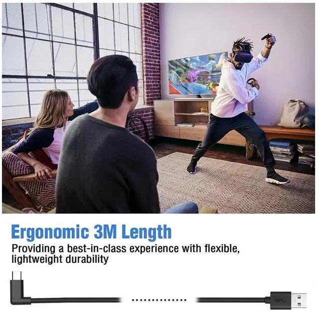 Alt view image 4 of 7 - for Oculus Quest Link Cable 10ft, USB 3.0 USB A to USB C Cable Quest Link Cable High Speed Data Transfer & Fast Charging Cable Compatible for Oculus Quest Headset and Gaming PC and All Type C Devices