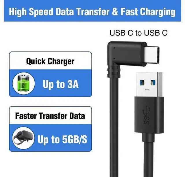 Alt view image 6 of 7 - for Oculus Quest Link Cable 10ft, USB 3.0 USB A to USB C Cable Quest Link Cable High Speed Data Transfer & Fast Charging Cable Compatible for Oculus Quest Headset and Gaming PC and All Type C Devices