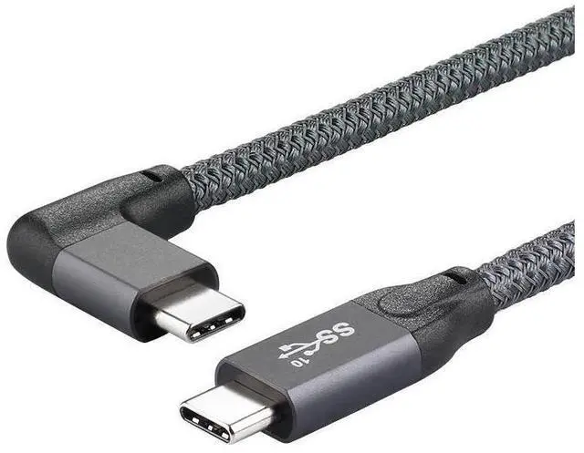 Alt view image 2 of 7 - 0.5m/1.64ft 1.0m/3.28ft 1.5m/4.92ft USB 3.2 Type C to Type C 90 Degree Cable USB C to USB-C Gen2 Nylon Wire 100W PD Fast Charging Data Cable 4K HD For Macbook Pro Air Samsung S20 Phone Charger Cord
