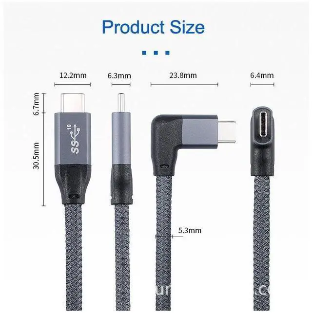 Alt view image 7 of 7 - 0.5m/1.64ft 1.0m/3.28ft 1.5m/4.92ft USB 3.2 Type C to Type C 90 Degree Cable USB C to USB-C Gen2 Nylon Wire 100W PD Fast Charging Data Cable 4K HD For Macbook Pro Air Samsung S20 Phone Charger Cord