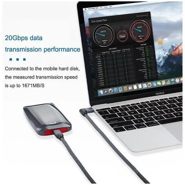 Alt view image 5 of 7 - 0.5m/1.64ft 1.0m/3.28ft 1.5m/4.92ft USB 3.2 Type C to Type C 90 Degree Cable USB C to USB-C Gen2 Nylon Wire 100W PD Fast Charging Data Cable 4K HD For Macbook Pro Air Samsung S20 Phone Charger Cord