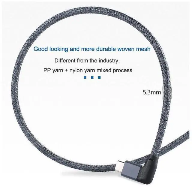 Alt view image 6 of 7 - 0.5m/1.64ft 1.0m/3.28ft 1.5m/4.92ft USB 3.2 Type C to Type C 90 Degree Cable USB C to USB-C Gen2 Nylon Wire 100W PD Fast Charging Data Cable 4K HD For Macbook Pro Air Samsung S20 Phone Charger Cord