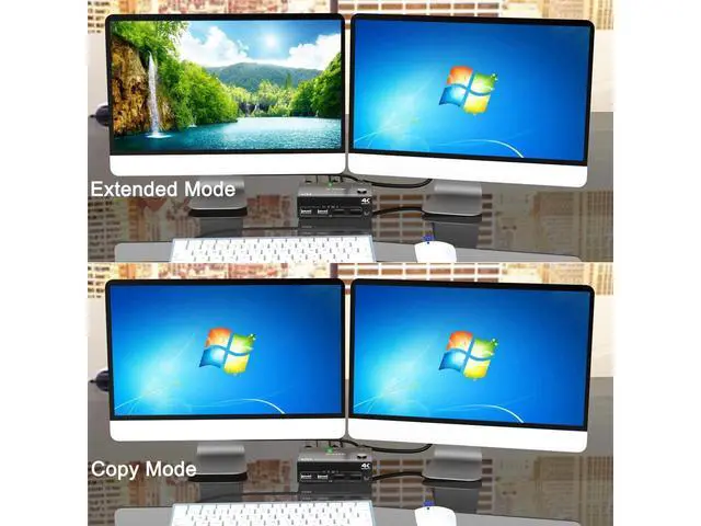 Alt view image 3 of 7 - 2 Port Dual Monitor Displayport HDMI KVM Switch 4K@60Hz, HDMI DP Extended Display Switcher for 2 Computers Share 2 Monitors (DP+HDMI Port) with 4 USB 2.0 Hub, Desktop Controller and USB HDMI DP Cables