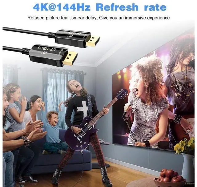 Alt view image 6 of 7 - Fiber Displayport Cable 50ft, Fiber Optic Displayport 1.4 Cable Support 32.4 Gbps, 8k@60hz, 4K@144Hz, Slim and Flexible Fiber DP to DP Cable eokCXOY