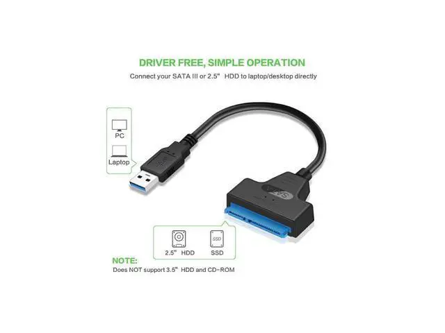 Alt view image 3 of 7 - 2.5" SATA to USB 3.0 Adapter, Hard Drive Adapter for Universal 2.5" Inch SATA External HDD/SSD, Support UASP, 2 Pack (Black) eokCXOY