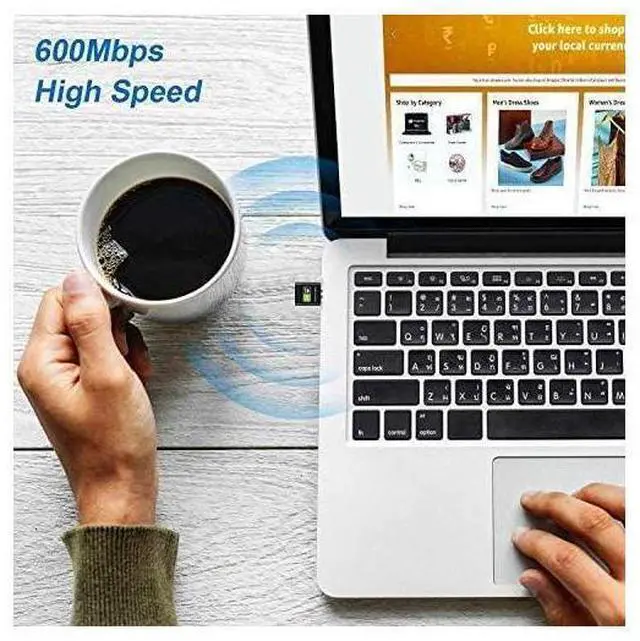 Alt view image 7 of 7 - USB WiFi Adapter WiFi dongle AC600Mbps Hi-Speed USB Plug WiFi Network Adapter Desktop Wireless Adapter Network USB High Speed Dual-Frequency Desktop/Laptop, Support Windows10 / 8/7 / Vista/XP (Black)