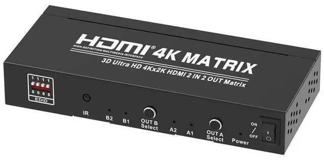 Alt view image 2 of 7 - 4K*2K@60Hz 2x2 HDMI Matrix Switcher 4K HDMI Video Switch SPDIF Stereo Audio Extractor Adapter 3D Switcher 2 in 2 Out HDMI Splitter for PS4/PS3 TV Box eokCXOY
