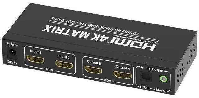 Main image of 4K*2K@60Hz 2x2 HDMI Matrix Switcher 4K HDMI Video Switch SPDIF Stereo Audio Extractor Adapter 3D Switcher 2 in 2 Out HDMI Splitter for PS4/PS3 TV Box eokCXOY