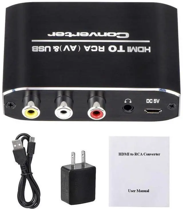 Alt view image 7 of 7 - HDMI-compatible to RCA Converter AV/CVSB L/R Video Box HD 1080P 1920*1080 60Hz HDMI2AV Support NTSC PAL Output HDMI To AV eokCXOY